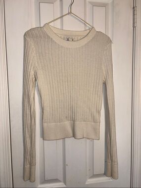 Set of 2 - Hollister Ribbed Knit Sweaters - Cream and Striped